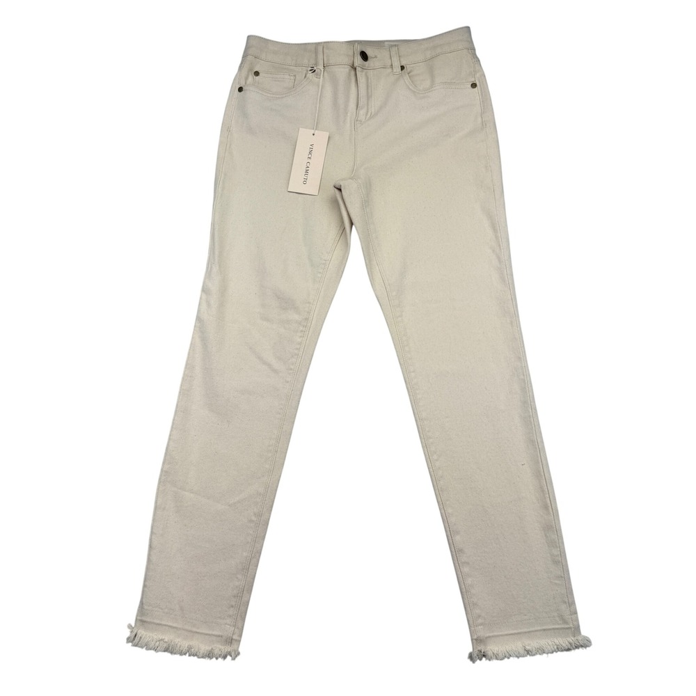 NEW Vince Camuto Women Ankle Jeans Beige Frayed Hem Stretch Size 6 28x29